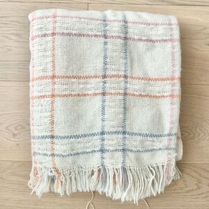 vintage pastel plaid wool throw